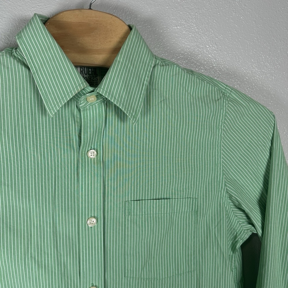 Ruehl No925 Shirt Mens XL Green Striped Casual Button Up Front Classic Office